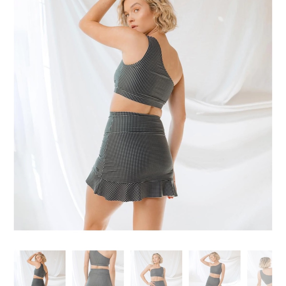 Albion black checkers swim skirt nwt xs